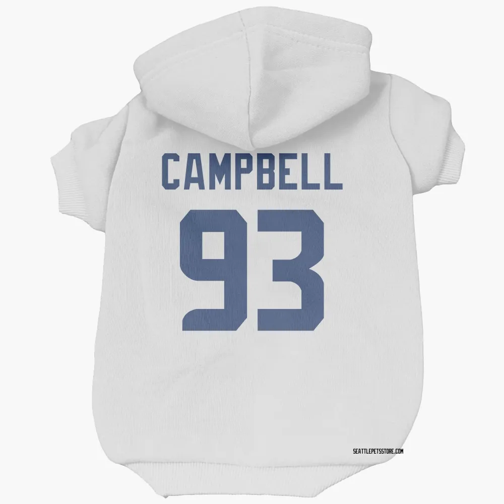 Seattle Seahawks Anthony Campbell White Pet Hoodie for Dog & Cat