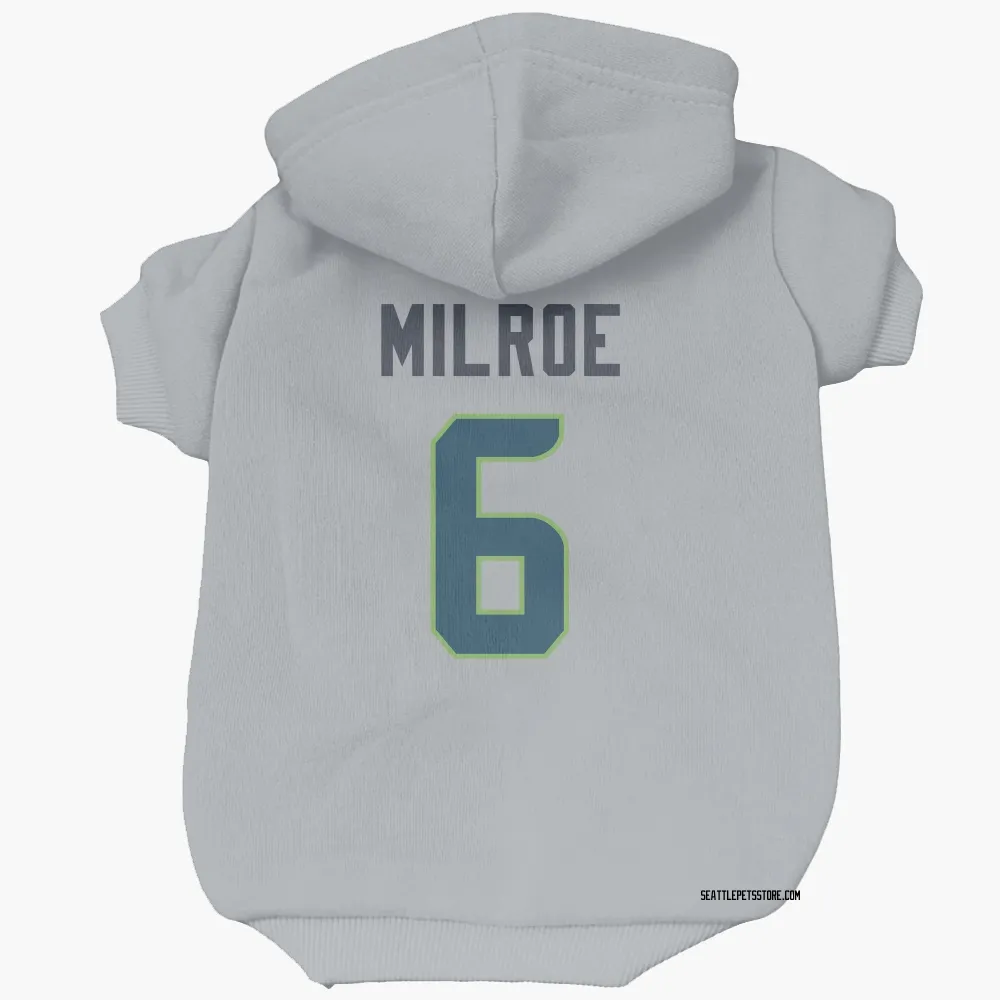 Seattle Seahawks Jalen Milroe Gray Pet Hoodie for Dog & Cat