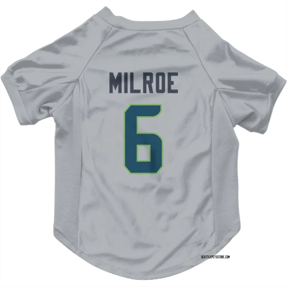 Seattle Seahawks Jalen Milroe Gray Pet Jersey for Dog & Cat