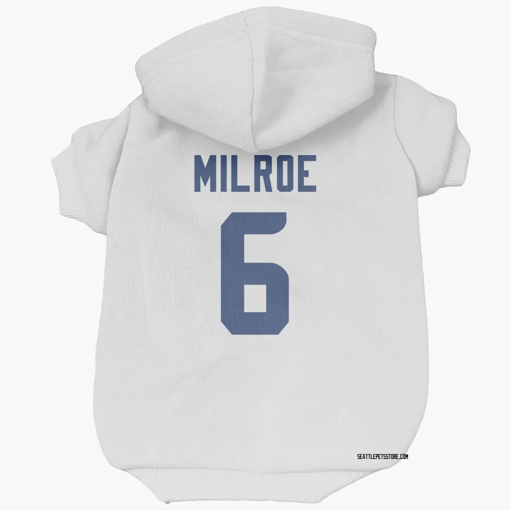 Seattle Seahawks Jalen Milroe White Pet Hoodie for Dog & Cat