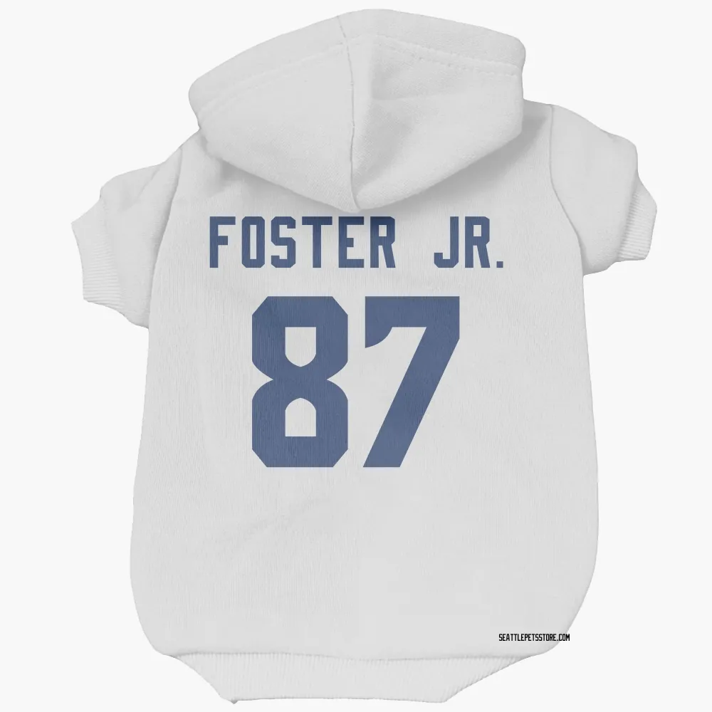 Seattle Seahawks Montorie Foster Jr. White Pet Hoodie for Dog & Cat
