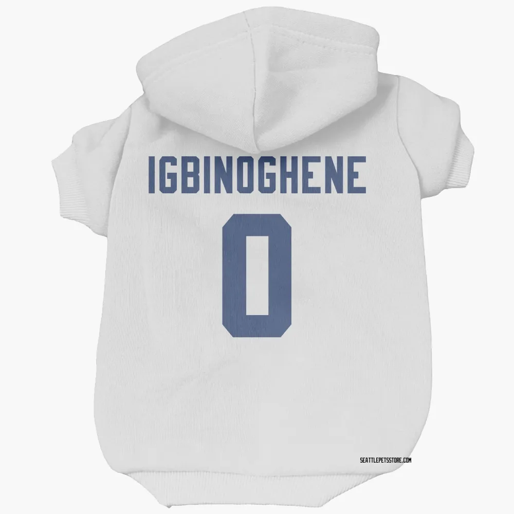 Seattle Seahawks Noah Igbinoghene White Pet Hoodie for Dog & Cat
